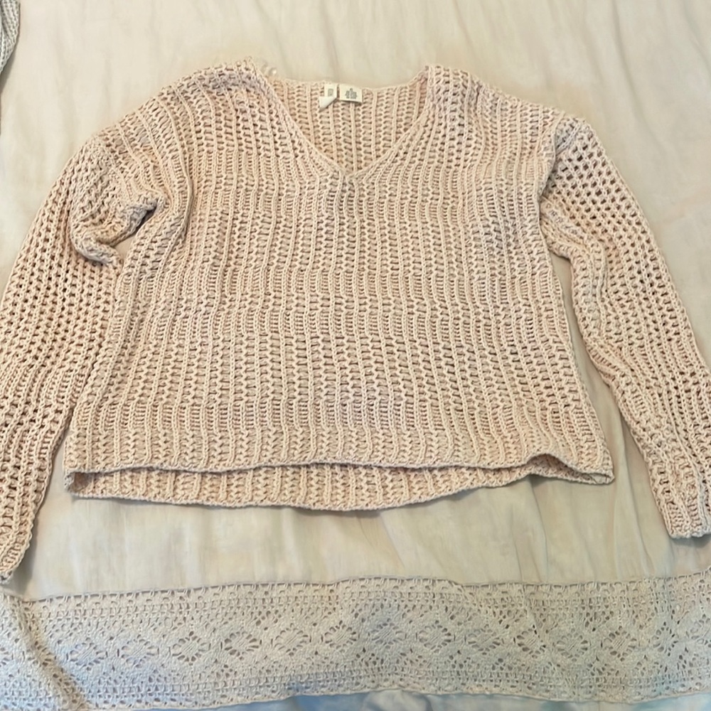 Sky and Sparrow Cream Knit Sweater